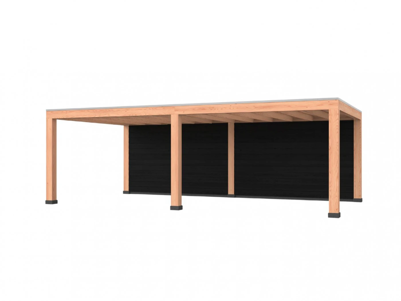 Douglas overkapping, 600 x 400, met achterwand, Westwood Robuust zwart - Afbeelding 1